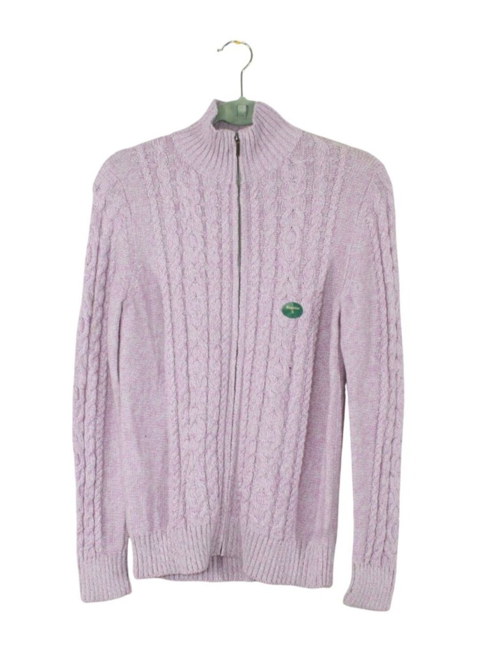 LL Bean Women Double L Cable Sweater Zip Cardigan Preppy Outdoor Casual Purple S